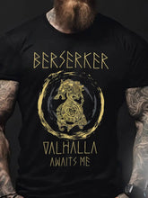 Herren Viking Style Berserker & Val halla Bedrucktes T-Shirt zartstils